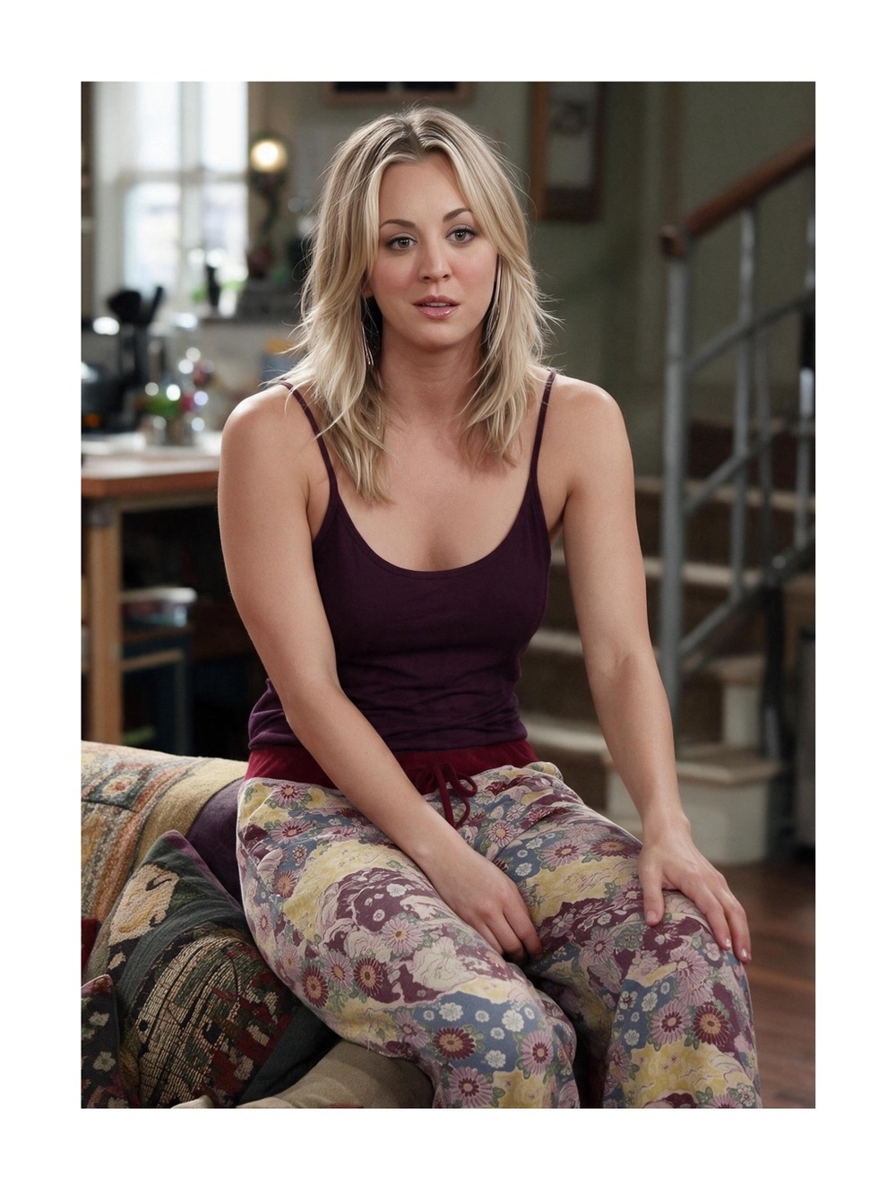 Y2K: new Lucky ✿ Floral Cropped Penny’s Sweatpants ✿ Red ✿ Big Bang Theory ✿ L